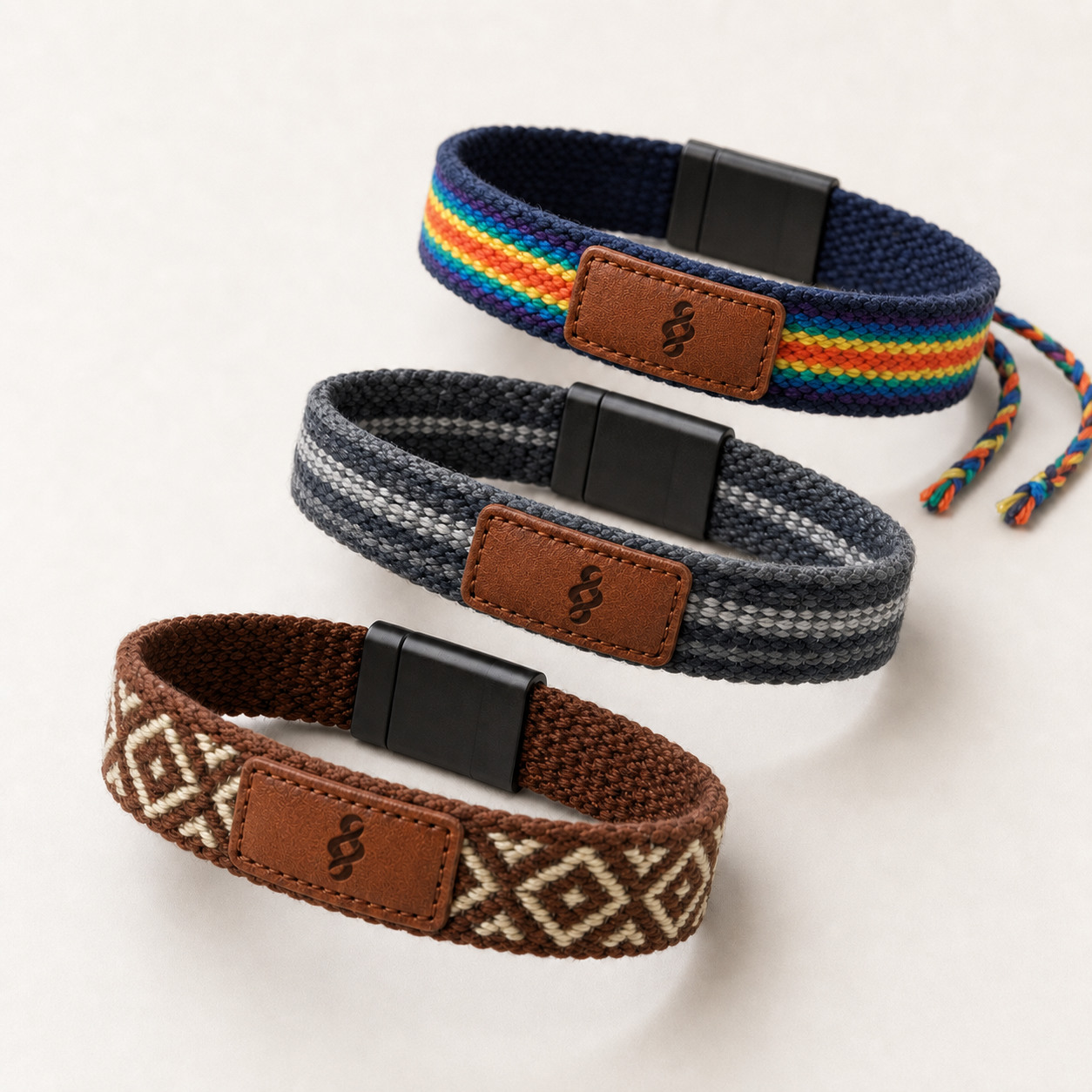 Variantes de pulsera AEVA sobre superficie clara